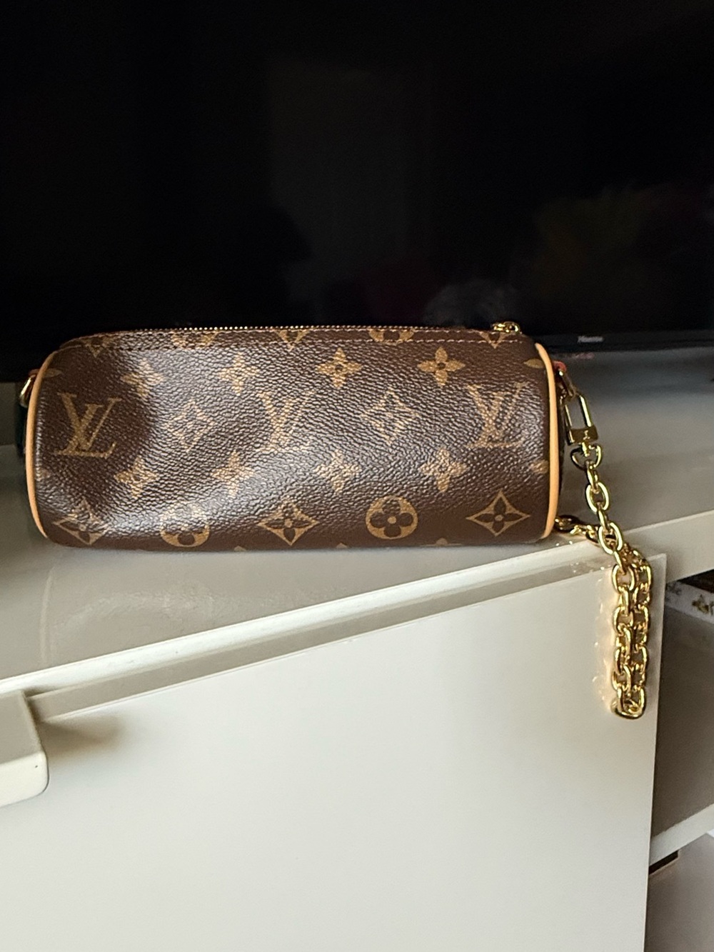 Louis Vuitton Monogram Canvas Chain Wristlet in Brown and Gold